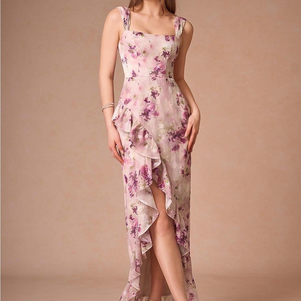 Azazie Pink High-Low Ruffled Sundress